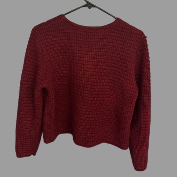 Pretty Garden Burgundy Textured Knit Cardigan - Gold Button Front - Size M - Picture 7 of 7